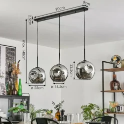 Ripoll Suspension Chrome, 3 lumières