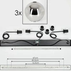 Ripoll Suspension Chrome, 3 lumières