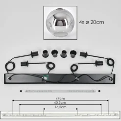 Ripoll Suspension Chrome, Clair, 4 lumières