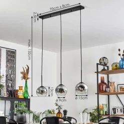Ripoll Suspension Chrome, Clair, 3 lumières