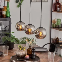 Ripoll Suspension Chrome, Fumé, 3 lumières