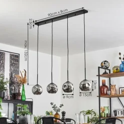 Ripoll Suspension Chrome, Fumé, 4 lumières