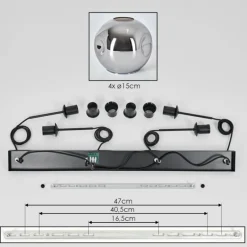 Ripoll Suspension Chrome, Fumé, 4 lumières