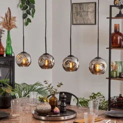 Ripoll Suspension Chrome, Fumé, 4 lumières