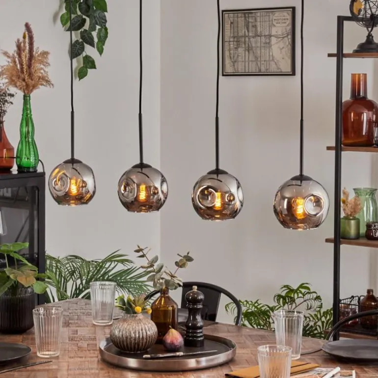Ripoll Suspension Chrome, Fumé, 4 lumières