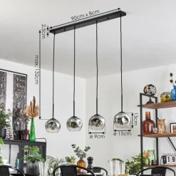 Ripoll Suspension Chrome, Clair, 4 lumières