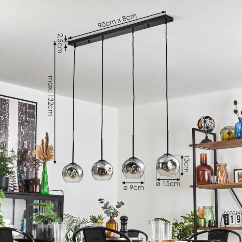 Ripoll Suspension Chrome, Clair, 4 lumières