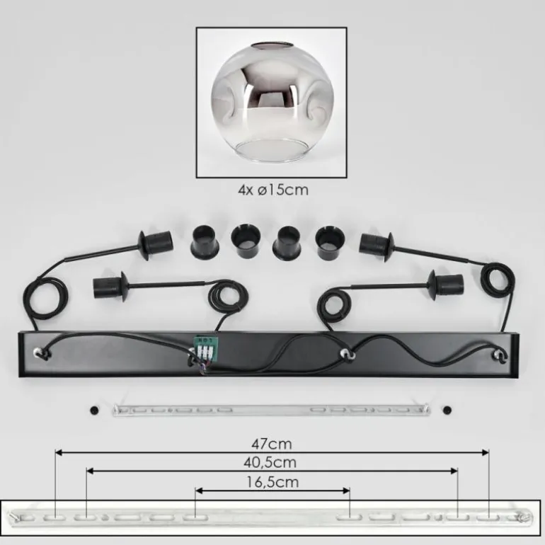 Ripoll Suspension Chrome, Clair, 4 lumières