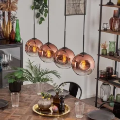 Ripoll Suspension Clair, Cuivré, 4 lumières