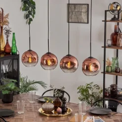 Ripoll Suspension Clair, Cuivré, 4 lumières