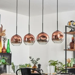 Ripoll Suspension Clair, Cuivré, 4 lumières