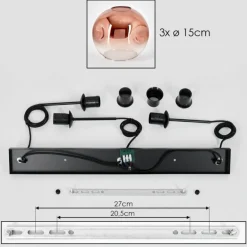 Ripoll Suspension Clair, Cuivré, 3 lumières