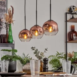 Ripoll Suspension Clair, Cuivré, 3 lumières