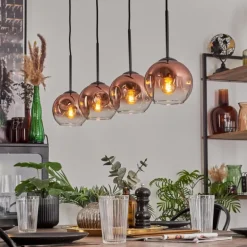 Ripoll Suspension Clair, Cuivré, 4 lumières