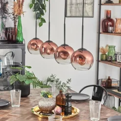 Ripoll Suspension Clair, Cuivré, 4 lumières