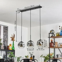 Ripoll Suspension Clair, Fumé, 3 lumières