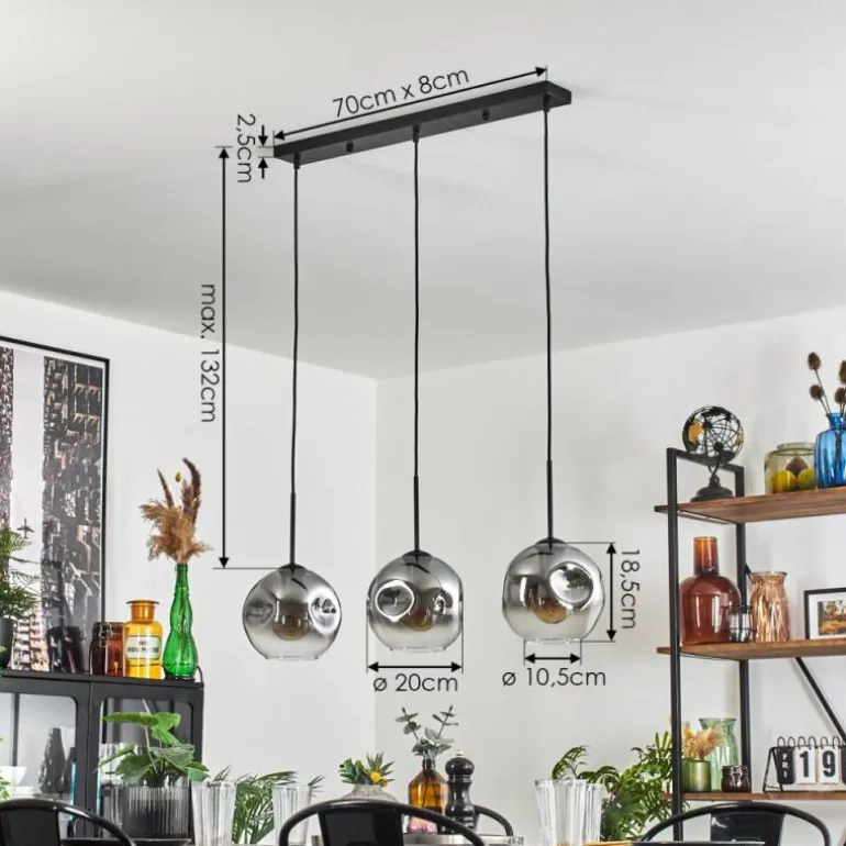 Ripoll Suspension Clair, Fumé, 3 lumières