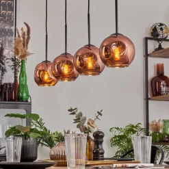 Ripoll Suspension Cuivré, 4 lumières