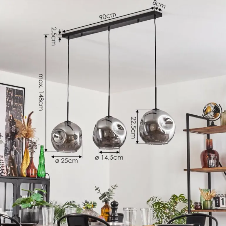 Ripoll Suspension Fumé, 3 lumières