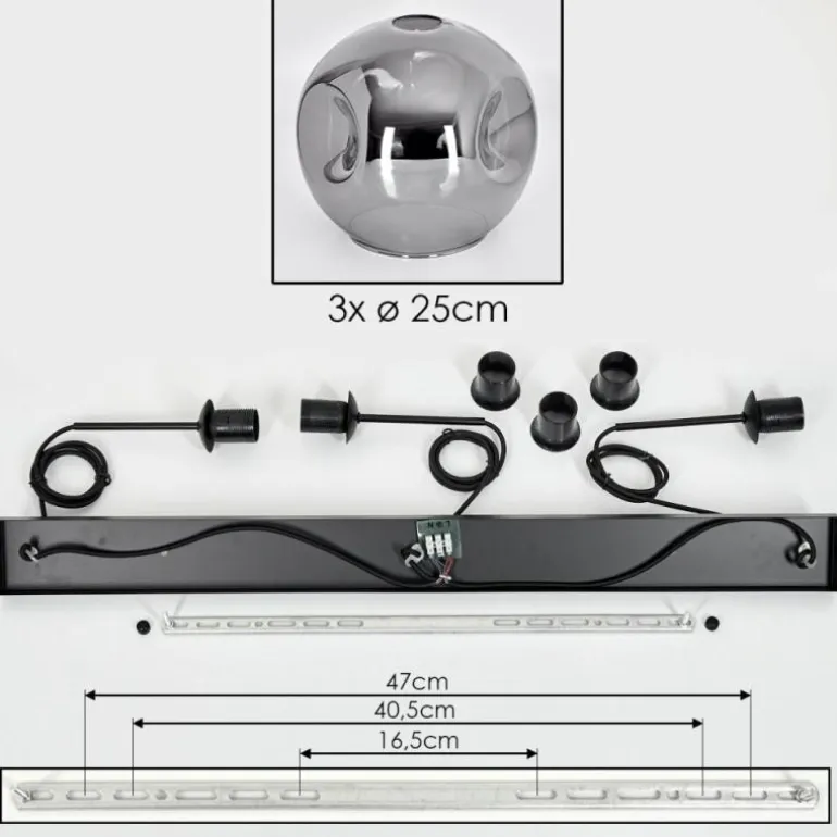 Ripoll Suspension Fumé, 3 lumières