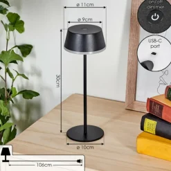 Romdrup Lampe de table d'extérieur, Lampe à poser LED Noir, 1 lumière