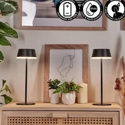 Romdrup Lampe de table d'extérieur, Lampe à poser LED Noir, 1 lumière