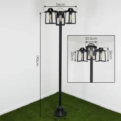 Réverbère Trosa Noir, 3 lumières