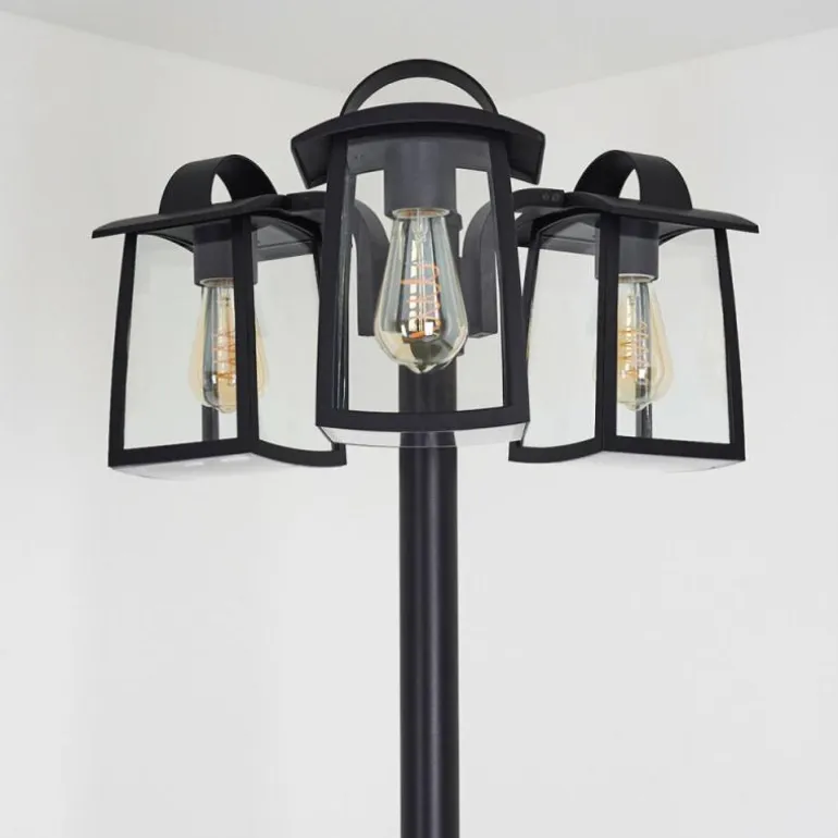 Réverbère Trosa Noir, 3 lumières