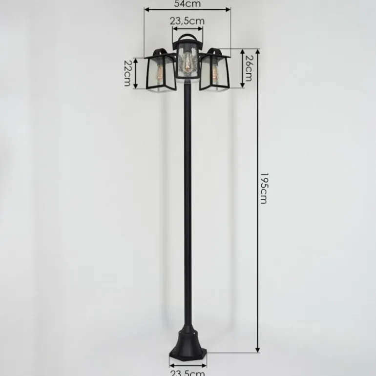 Réverbère Trosa Noir, 3 lumières