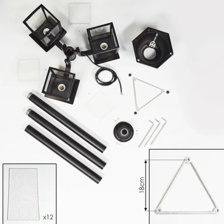 Réverbère Trosa Noir, 3 lumières
