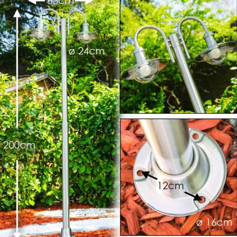 Réverbère Elima Acier inoxydable, 2 lumières