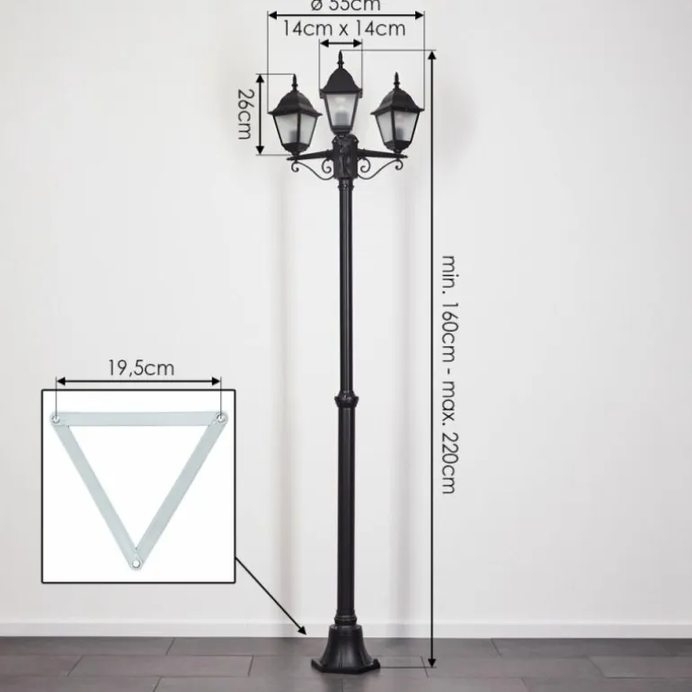 Réverbère Naofe Noir, 3 lumières
