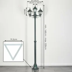 Réverbère Naofe Vert, Noir, 3 lumières