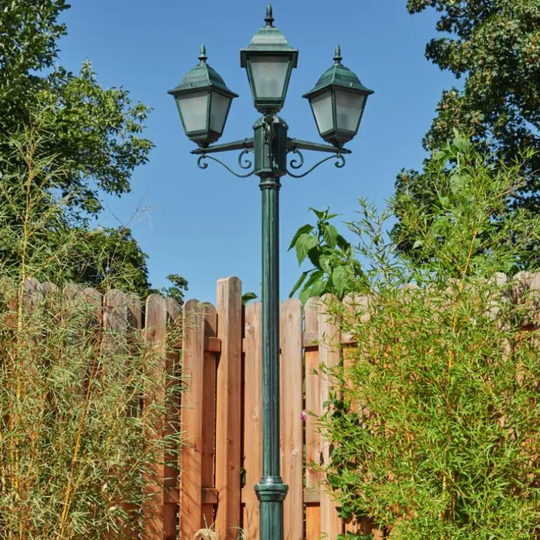 Réverbère Naofe Vert, Noir, 3 lumières