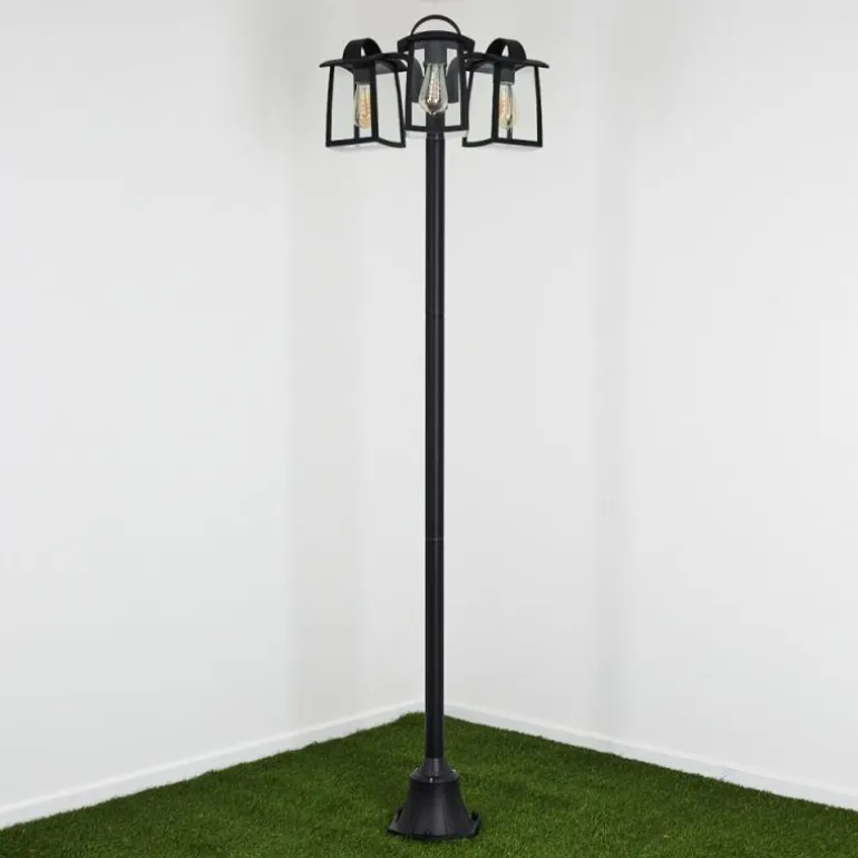 Réverbère Trosa Noir, 3 lumières