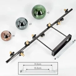 Sacoselo Plafonnier, Boule lumineuse Noir, 9 lumières