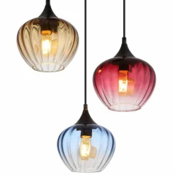 Sander Suspension Luminaires Globo Lighting Noir, 3 lumières