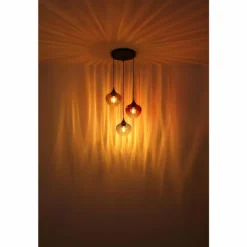 Sander Suspension Luminaires Globo Lighting Noir, 3 lumières