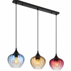 Sander Suspension Luminaires Globo Lighting Noir, 3 lumières