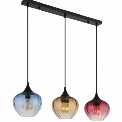 Sander Suspension Luminaires Globo Lighting Noir, 3 lumières