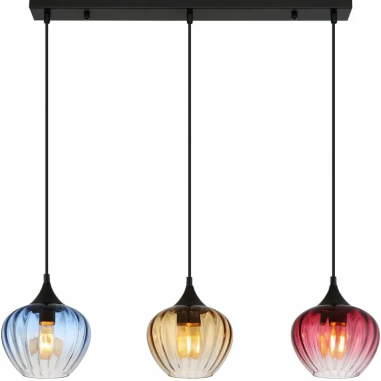 Sander Suspension Luminaires Globo Lighting Noir, 3 lumières