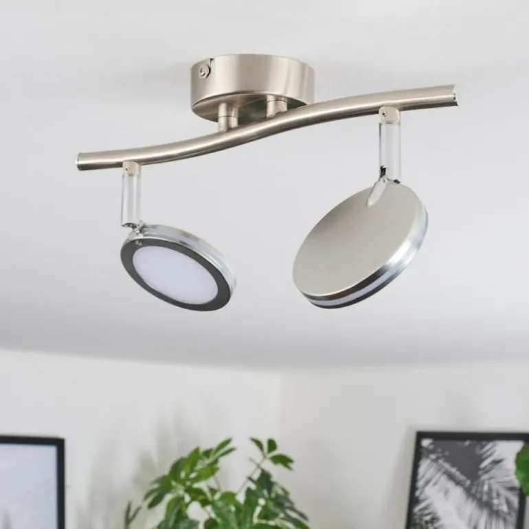 Sarnadinha Plafonnier LED Nickel mat, 2 lumières