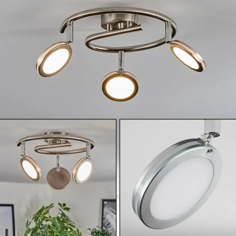 Sarnadinha Plafonnier LED Nickel mat, 3 lumières