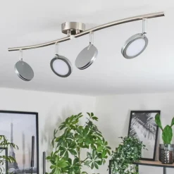 Sarnadinha Plafonnier LED Nickel mat, 4 lumières