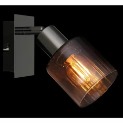 Satella Plafonnier, Spot de plafond, Applique murale, Spot mural Luminaires Globo Lighting Chrome, Noir, 1 lumière