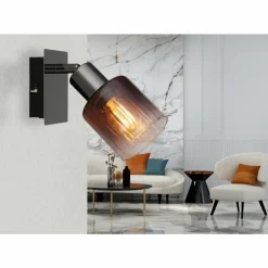 Satella Plafonnier, Spot de plafond, Applique murale, Spot mural Luminaires Globo Lighting Chrome, Noir, 1 lumière