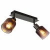 Satella Plafonnier, Spot de plafond, Applique murale, Spot mural Luminaires Globo Lighting Chrome, Noir, 2 lumières