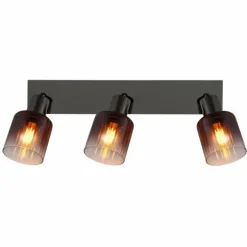 Satella Plafonnier, Spot de plafond, Applique murale, Spot mural Luminaires Globo Lighting Chrome, Noir, 3 lumières