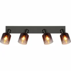 Satella Plafonnier, Spot de plafond, Applique murale, Spot mural Luminaires Globo Lighting Chrome, Noir, 4 lumières