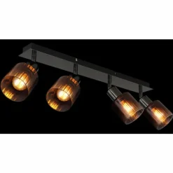 Satella Plafonnier, Spot de plafond, Applique murale, Spot mural Luminaires Globo Lighting Chrome, Noir, 4 lumières